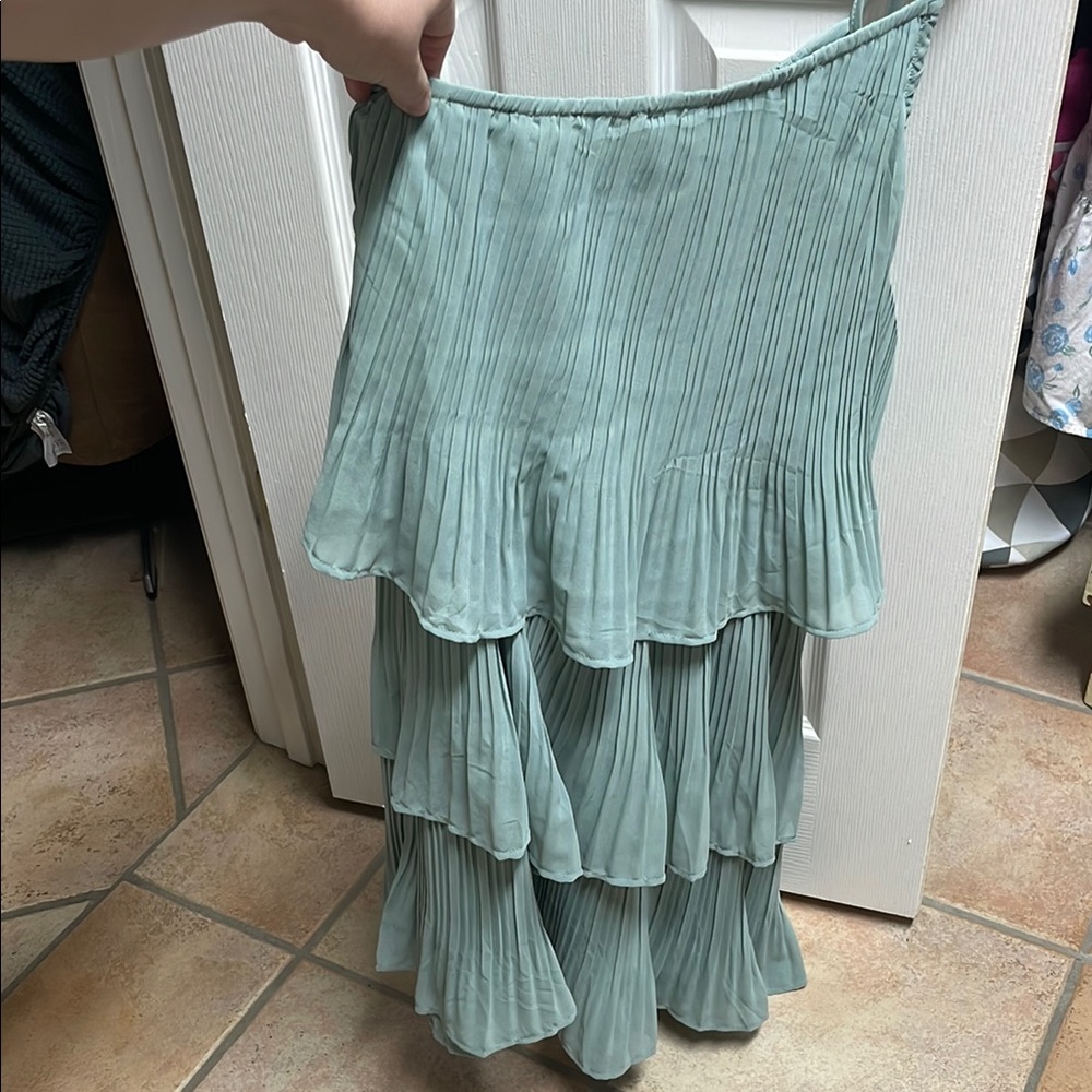 Elegant Pleated Green Skirt